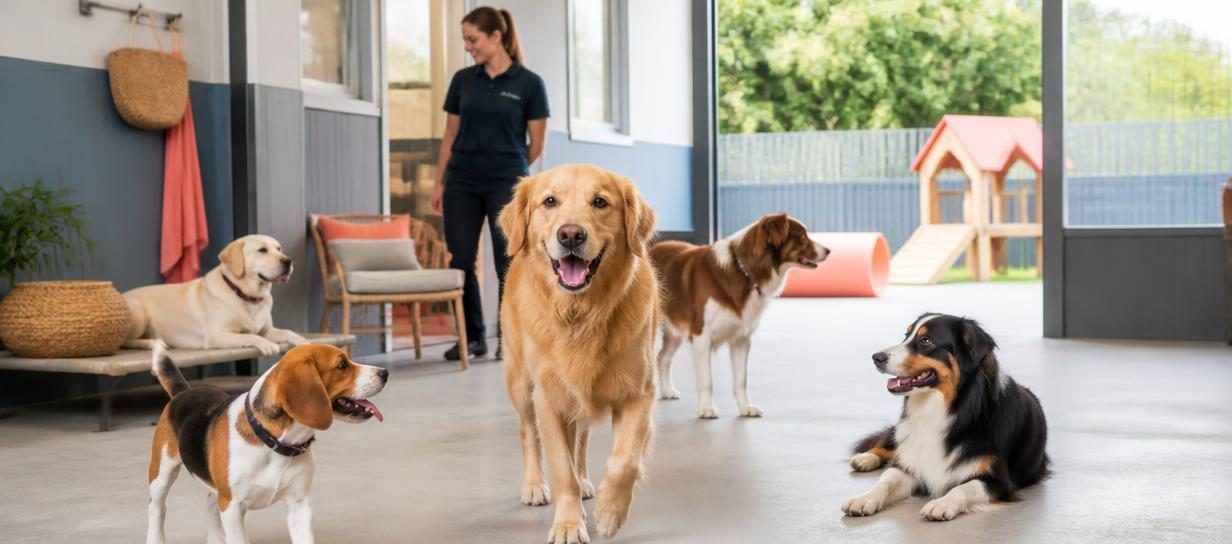 Chiens accueillis dans une pension canine professionnelle
