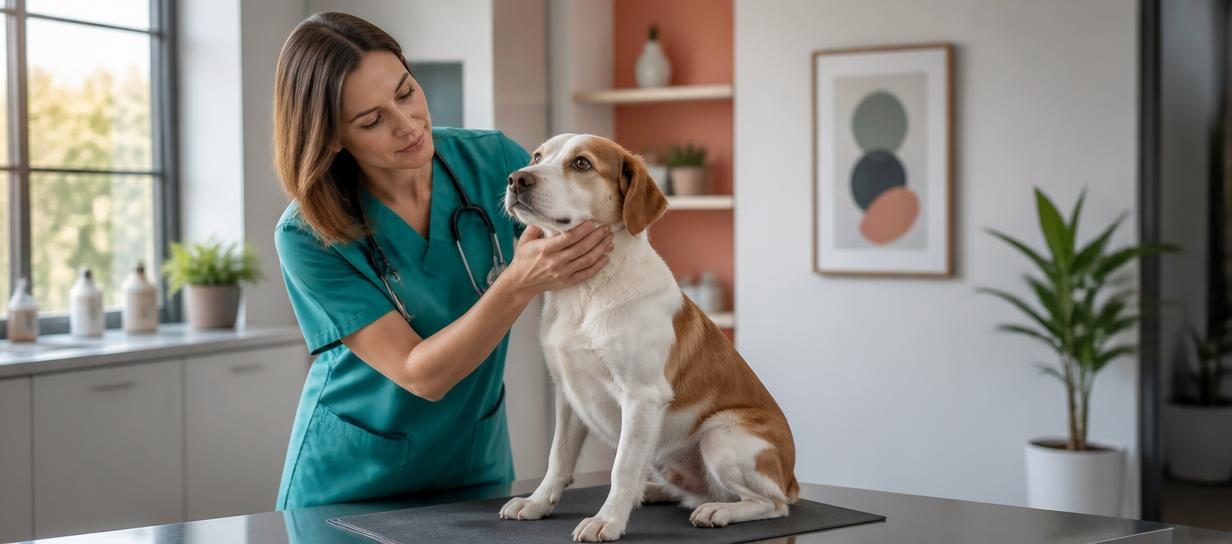 Vétérinaire examinant un chien dans un cabinet
