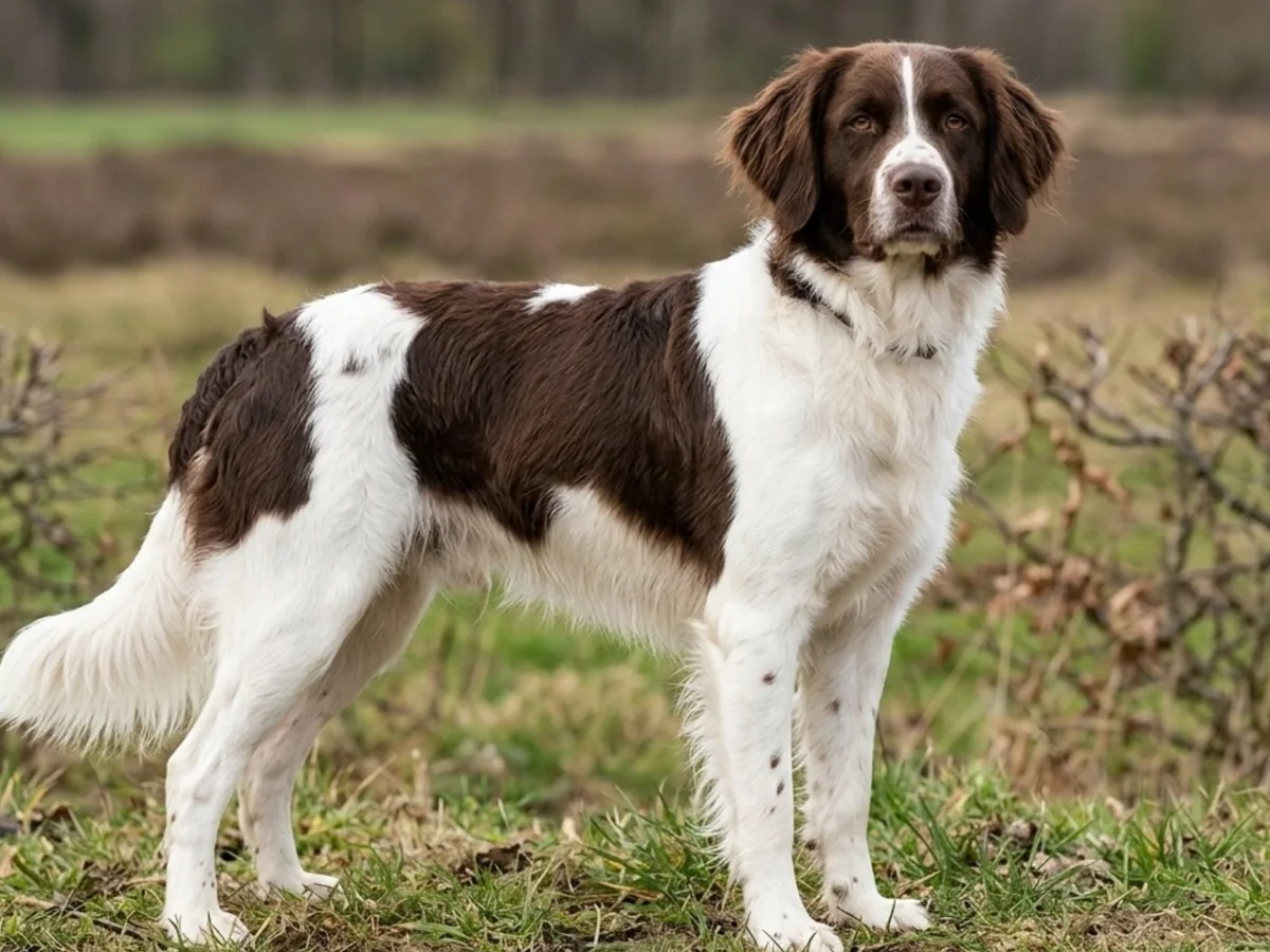 Chien de perdrix de Drente marron et blanc