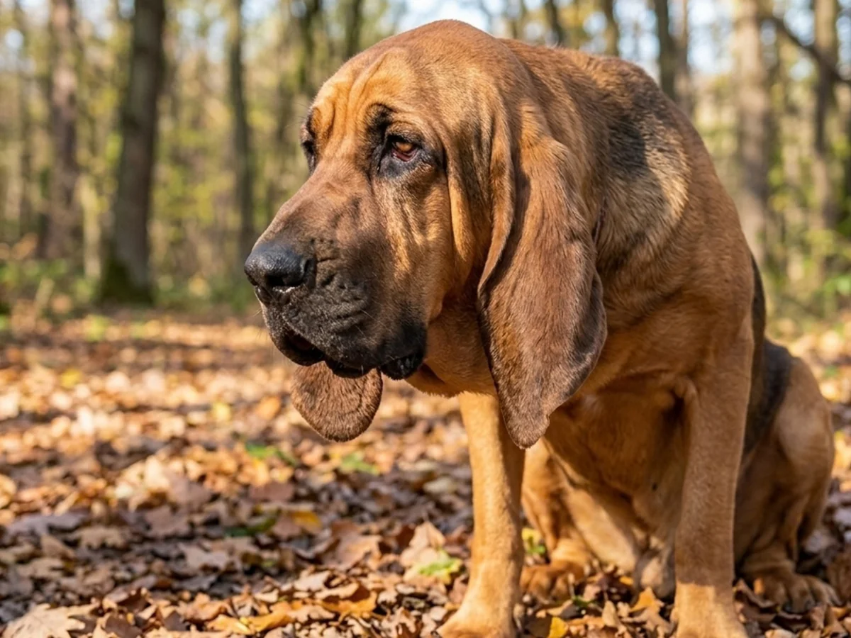 Chien de Saint Hubert au pelage fauve et noir